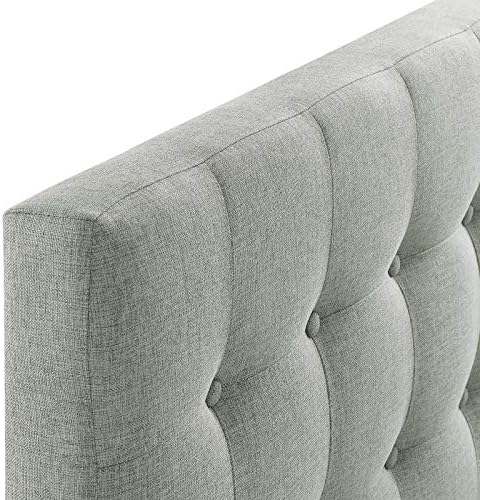 Modway Emily Tufted Button Linen Fabric Upholstered Twin Headboard in Gray