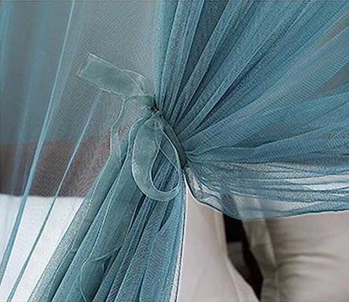 Kertnic Mosquito Net Bed Canopy for Girls, Princess Canopy Bed Curtain Fine Sheer Mesh Dome Bed Canopies, Girls & Adults Lace Tent for Twin Full Queen King Bed (Lake Blue)