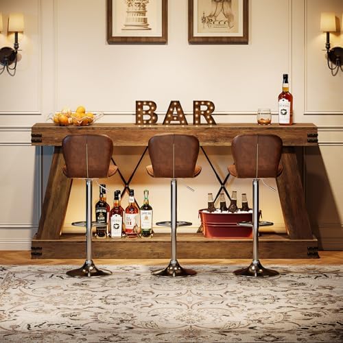 Tribesigns 70.87" Farmhouse Console Table with Storage (Brown)