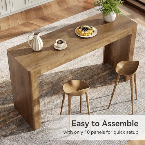 LITTLE TREE 63" Long Bar Table, Counter Height Pub Dining Table for 4-6, Modern Home Bar Unit, Rectangular High Top Table for Kitchen, Dining Room, Bistro, Balcony