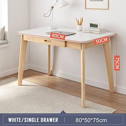 IOTXY Solid Wood Writing Desk - Home Office Laptop Computer Table, White