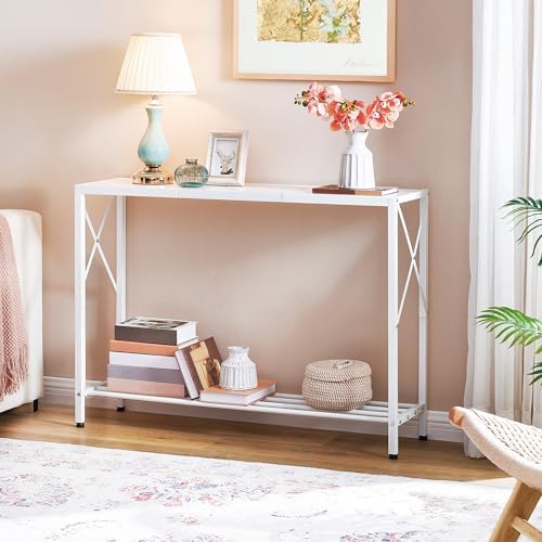 Tajsoon Console Table 41.8", 2 Tier Narrow Entryway Table with Shelves