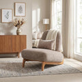 Merax Linen Accent Chair with Curved Wood Base and Lumbar Pillow, Espresso