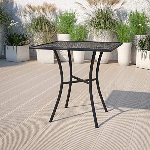 Flash Furniture 28" Square Patio Table, Black