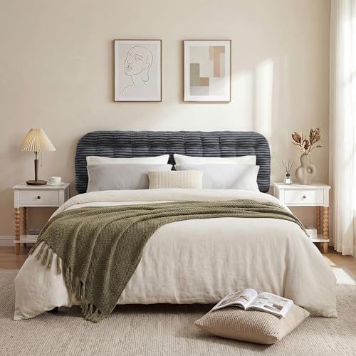 Seang King Size Upholstered Headboard, 24" Height Soft Breathable Corduroy Fabric Wall Mounted Headboards for Bedroom & Dorm, Peel & Stick Bed Backboard, No Nails & No Assembly Required, Dark Grey