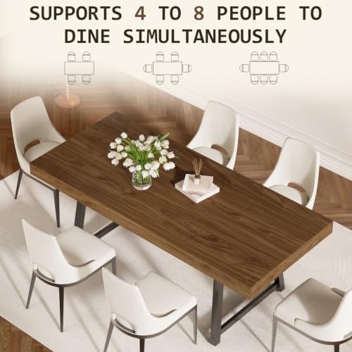 70.9" Industrial Dining Table for 6-8, Rectangle Kitchen Table