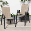 Patio Chairs Set of 4, Stackable Outdoor Dining Chairs for All Weather Textilene Fabric & Metal Frame, Outdoor Chairs Set for Backyard Deck Garden