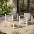Aluminum Outdoor Sofa Bistro Set, 3 Piece Outdoor Patio Furniture Set with Washable Thick Cushion, Patio Sectional Furniture Set for Porch, Balcony, Deck, Yard, White