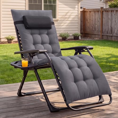 NEWBULIG Zero Gravity Chair, Folding Patio Recliner with Cup Holder Trays