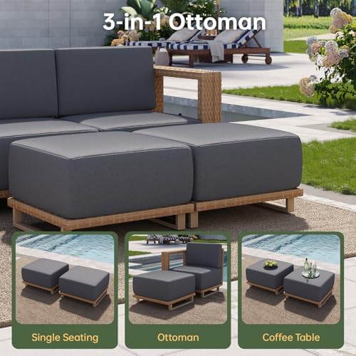 Aoxun Patio Furniture Set, 6 Piece Outdoor Sofa Set, Yellow/Dark Gray
