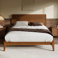 Merax King Size Bamboo Platform Bed Frame with Tall Headboard, Brown