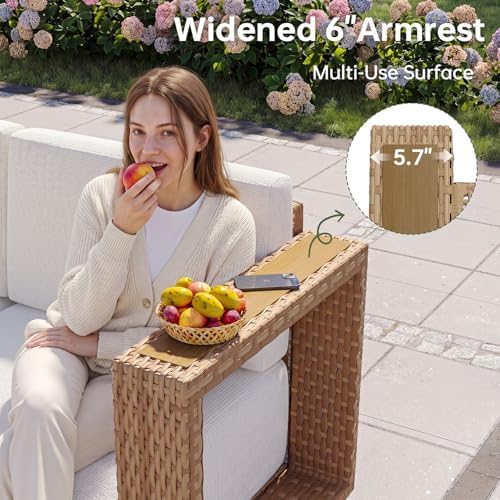 Aoxun Patio Furniture Set, 4 Piece Outdoor Sofa Set, Yellow/Beige