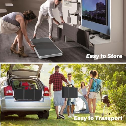 VINGLI 43" Portable Bar Table, 3-Tier Shelves, Mobile Bar Table for Events, Party, Camping, Picnic, Tradeshow, Indoor with Black Skirt (2, 43")