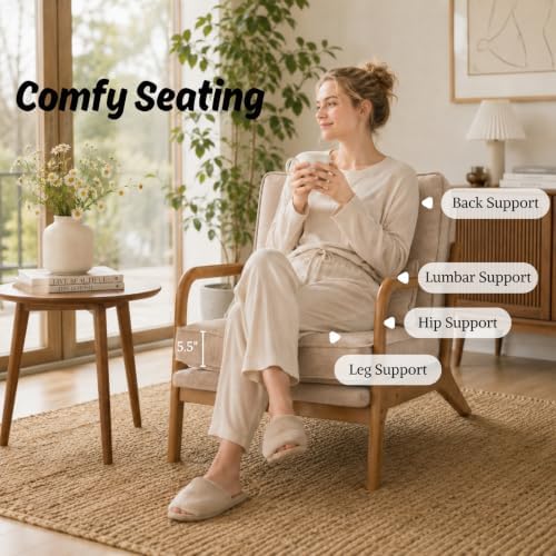 Karl home Mid-Century Modern Accent Reading Chair, Khaki