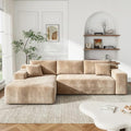 96" L-Cloud Sectional Boneless Couches for Living Room, Corduroy Fabric Modular Sectional Sofa with Chaise, Cloud-Couch Deep Seat Sofa, No Assembly Required, Camol