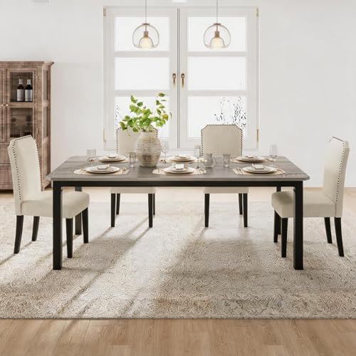 Garvee 78.7" Dining Table for 8-10 People, Grey Kitchen Tables (Only Table)