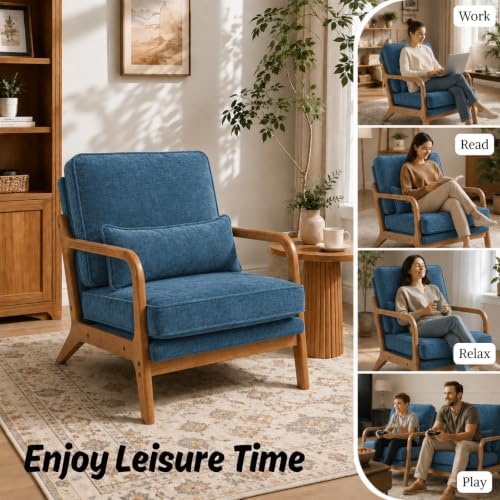 Karl home Mid-Century Modern Accent Reading Chair, Blue