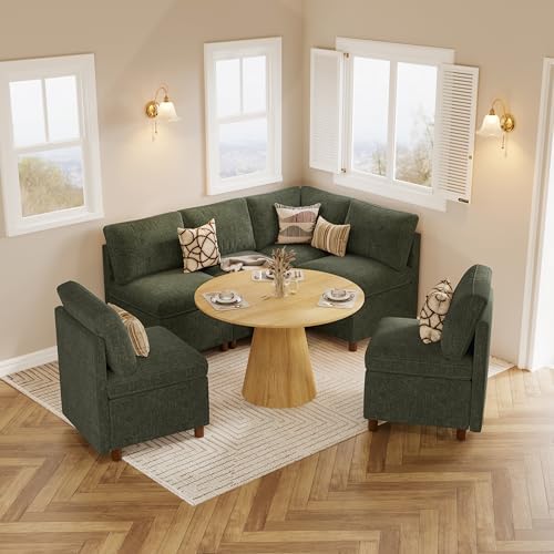 SITJOY Breakfast Nook Bench with Storage, Green, 1 Seat (Corner)