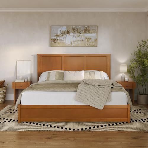 AFI, Felicity King Platform Bed with Panel Footboard & Storage Drawers, Light Toffee
