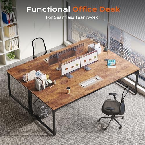 PRAISUN 78.7 X 29.5 Inch Computer Desk with Deeper Desktop, Long Gaming Office Writing Work Desk for Home Office, Study, Bedroom, Work from Home, Metal Frame, Rustic Brown
