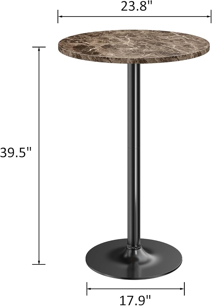 Furmax Bistro Pub Table Round Bar Height Cocktail Table for Home Bar, Round Bar Tables for Party, Dining Room, Living Room and Wedding, Metal Base MDF Top, 40.6 Inch Height (2, Faux Marble)