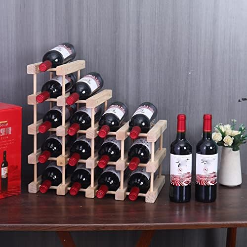 Wine Rack Small countertop Cabinet Stackable Storage Wooden freestanding Floor Wine Holder (15 Bottles)