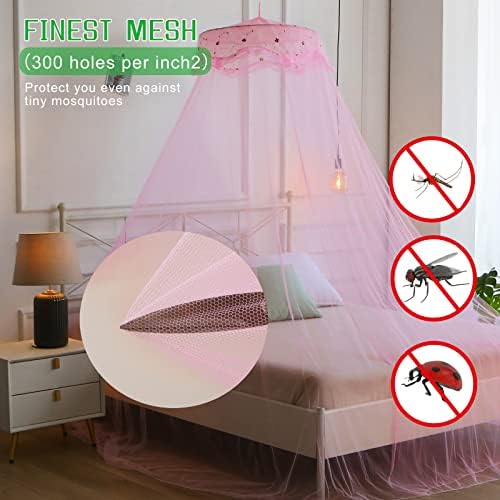 Mosquito Net Bed Canopy for Girls Pink Bed Curtains Tent Twin Queen Size