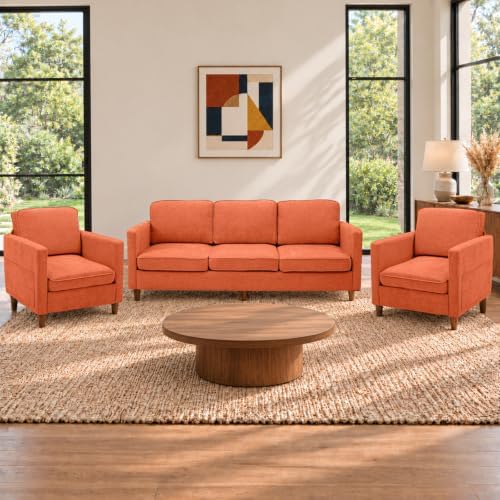 Couch Set for Living Room, 3 Seater Chenille Sofa and Armchair Set of 2