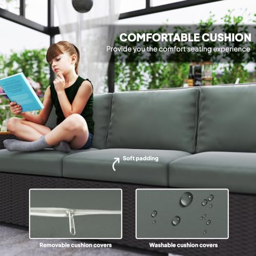 Outsunny 3-Seat Outdoor Patio Sofa Couch 24.5" Wide Deep Seats Dark Gray