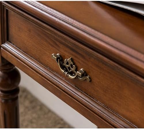Mid Century Modern Desk with Baffle and Drawers, Vintage Solid Wood Writing Desk Stool Set for Small Space, Bedroom, Living Room, Makeup Vanity Console Table (Without Chair,47.2in(120cm))