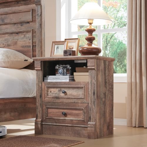 Aitjunz 26" Tall 2 Drawers Dresser for Bedroom, End Table, Light Brown