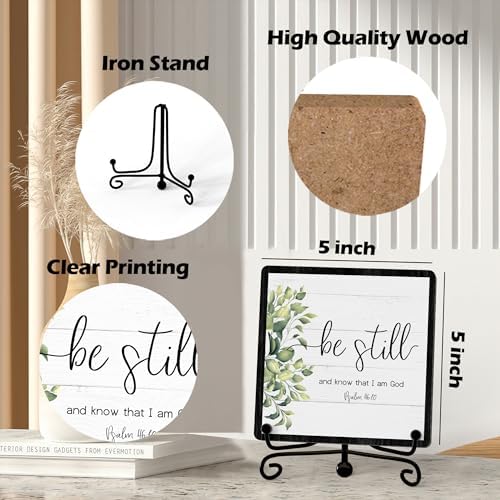 Home Decor, Farmhouse Be Still And Know That I Am God Shelf Decor For Living Room, Christian Gifts For Women Men, Entryway Tv Stand Fireplace Mantle Coffee Table Decoration (Still-12)