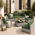 LOUVIXA 7 Piece Outdoor Patio Furniture Set, Outdoor Sectional Sofa, Wicker Rattan Patio Furniture, Patio Conversation Set with Coffee Table & Cushions