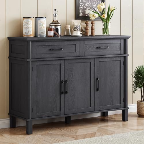 ONBRILL 48 Inch Buffet Cabinet with Storage, Black