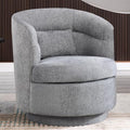 CANMOV Swivel Accent Chair, 360 Degree Round Swivel Barrel Chair with Pillow, Upholstered Comfy Barrel Armchair Single Club Sofa Chair for Living Room,Bedroom, Reading Room, Dark Grey