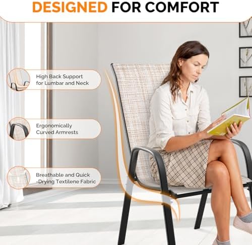 VINGLI Patio Chairs Set of 6, Yellow