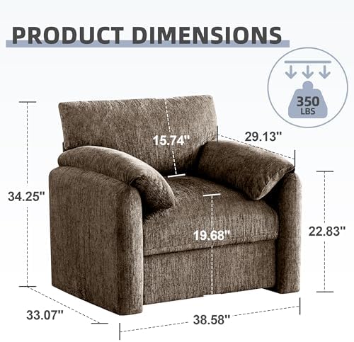 Howjoe Accent Chair for Living Room, Oversized Reading Armchair, Brown