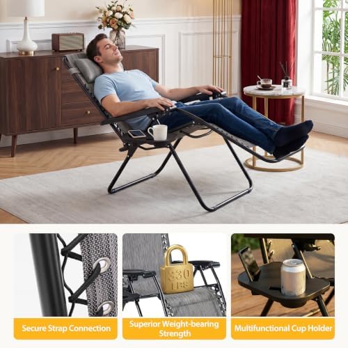 NEWBULIG Zero Gravity Chairs Set of 4, Folding Lounge Recliner Chair