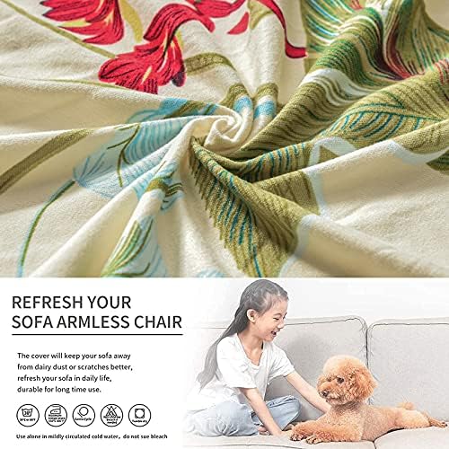 Eco-Ancheng Armless Chair Slipcover - Removable, Washable, Printed Covers for Living & Dining Room