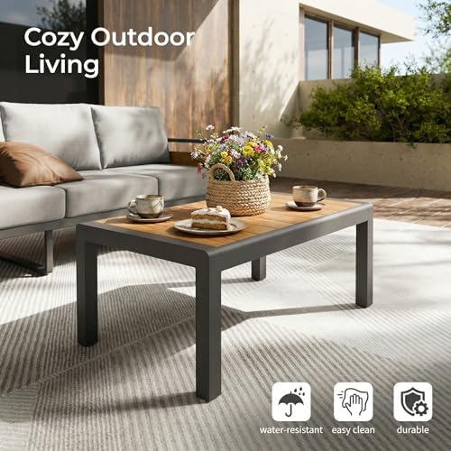 ZANDOR Aluminum Outdoor Patio Furniture Set with Table,5 Seat, Grey