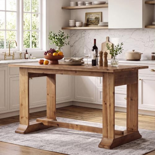 Solid Wood Bar Height Table, Counter Height Dining Table, Natural