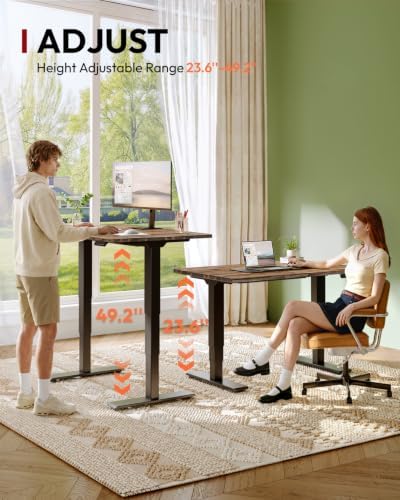 SANODESK Large Solid Wood Standing Desk Dual Motor 59.4"x29.5" Walnut/Black