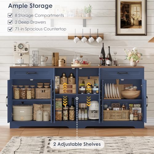 BOTLOG 71” Large Sideboard Buffet Cabinet with Storage