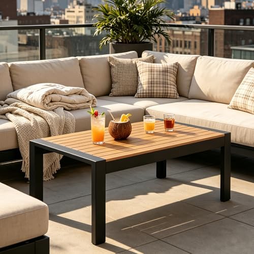 Garvee Outdoor Coffee Table, All-Weather Aluminum Patio Table