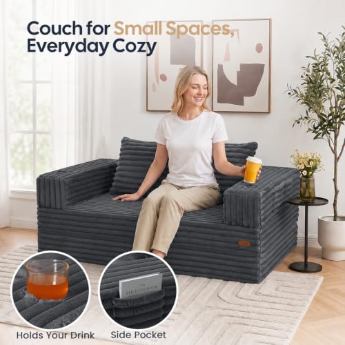 COMAX Boneless Futon Sofa Bed, 59" Small Low-Profile Floor Couch