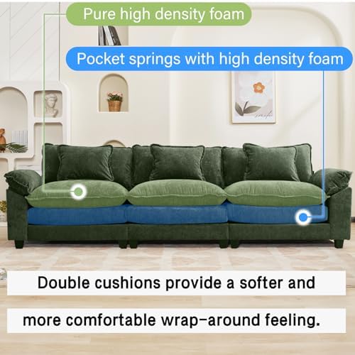 Oprisen 120" Modular Sectional Sofa, Comfy 3 Seater Deep Cloud Couch