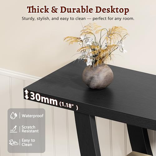 FAVOOSTY Entryway Table, 3 Tier Hallway Table, Console Tables for Living Room, Narrow Entrance Table with Storage, Sofa Table Behind Counch, Accent Table for Entry Foyer, Black