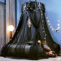 Kertnic Dreamy Bed Canopy for Girls, Princess Canopy Curtains Double Layer Sheer Mesh, Adults Canopies Netting Room Decor Tent Mosquito Net for Queen King Bed (Double Layer-Black)