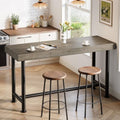 63" Solid Wood Bar Table, Long Counter Height Pub Top Table, Narrow Dining Breakfast Bar Units with Metal Sturdy Legs for Home Kitchen, Living Room, Bistro, Easy to Assemble