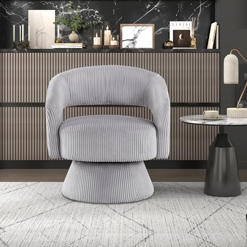 Lexicon Modern Comfy Corduroy 360 Degree Swivel Accent Chair, Gray